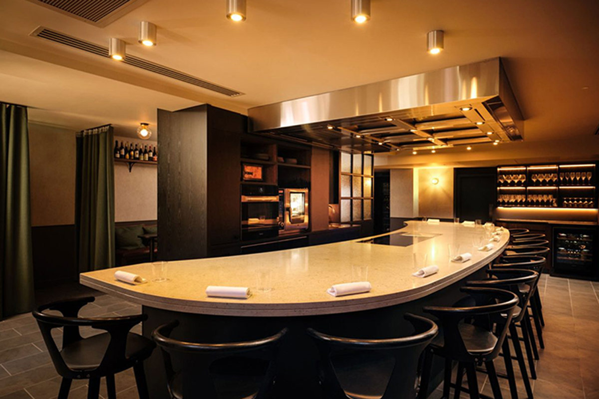 The chef's table at Aulis London